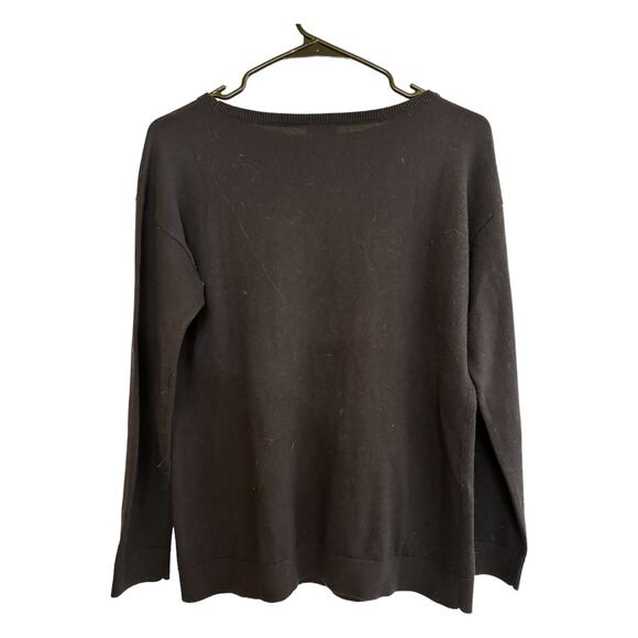 Talbots Navy Crew Neck Embroidered Christmas Tree Holiday Sweater SP Winter - Picture 11 of 11